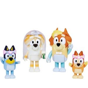 NWT Bluey Figure 4-Pack Wedding Time, Re-enact Uncle Rad and Frisky's Wedding